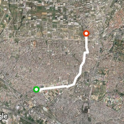 Trees and Paleologos walking route map in Ampelokipi