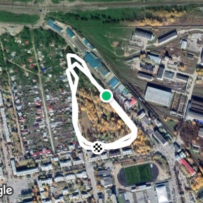 Factory park walking route map in Chebarkul