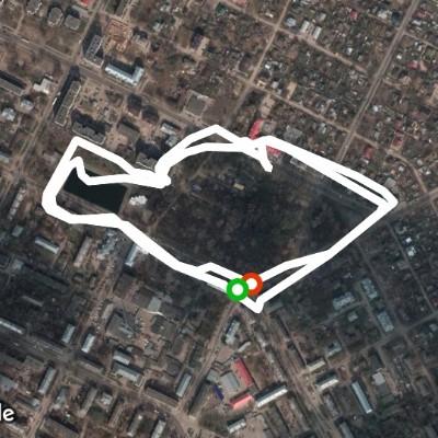 Veteran Park walking route map in Vologda