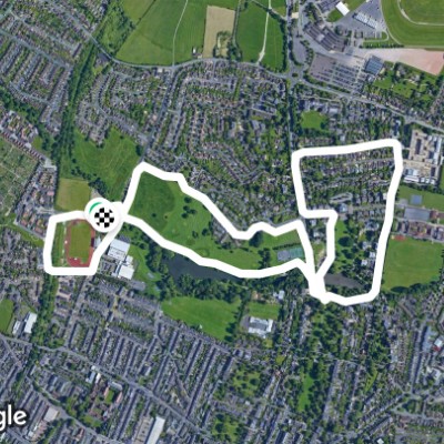 Pittville Park walking route map in Cheltenham